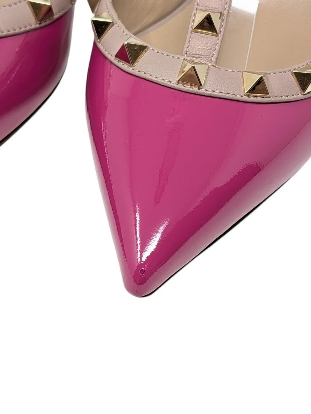 Valentino Garavani Pink Gold Rockstud Cage Gladiator Pointed Toe Pump Size EU 38